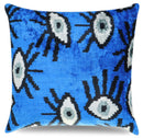Canvello Handmade Luxury Handmade Velvet Silk Evil Eye Throw Pillow With Down Insert