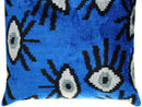 Canvello Handmade Luxury Handmade Velvet Silk Evil Eye Throw Pillow With Down Insert