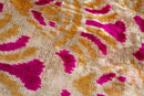 Canvello Handmade Pink and Gold Floral Design Throw Pillow - 16x16 inch, Silk Velvet, Vegetable Dyed with Premium Down Feather Insert