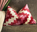 Canvello Handmade Pink Red Throw Pillows For Couch - 16x24 in