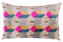 Canvello Handmade PinkGray Geometic Throw Pillow - 16x24 in
