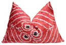 Canvello Handmade Red Brown Floral Throw Pillow with Down Insert -16"X24"