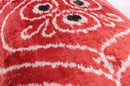 Canvello Handmade Red Brown Floral Throw Pillow with Down Insert -16"X24"