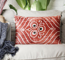 Canvello Handmade Red Brown Floral Throw Pillow with Down Insert -16"X24"