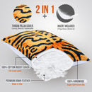 Canvello Handmade Tiger Print Velvet Throw Pillow with Down Insert - 16X24 in