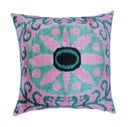 Canvello Handmade Velvet Green And Pink Pillow | 20 x 20 in (50 x 50 cm)