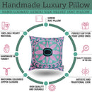 Canvello Handmade Velvet Green And Pink Pillow | 20 x 20 in (50 x 50 cm)