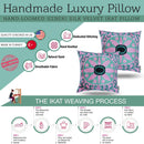 Canvello Handmade Velvet Green And Pink Pillow | 20 x 20 in (50 x 50 cm)