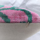 Canvello Handmade Velvet Green And Pink Pillow | 20 x 20 in (50 x 50 cm)
