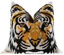 Canvello Handmade Velvet Throw Pillow with Bold Tiger Face Design - High-Quality 20x20 Inch Decorative Accent with Premium Down Feather Insert for Sofas, Couches, and Interior Design