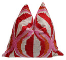 Canvello Invisible Zipper Silk Velvet Pink Red Throw Pillows - 20x20 in
