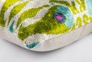 Canvello Luxurious 16x24 Handmade Velvet Silk Pillow with Premium Down Feather Insert - Elegant Green and Blue Patterned Design
