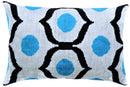 Luxury Blue Orbit Silk Velvet Pillow 16x24 Handmade Luxury Lumbar Cushion