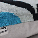 Luxury Blue Orbit Silk Velvet Pillow 16x24 Handmade Luxury Lumbar Cushion