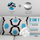 Luxury Blue Orbit Silk Velvet Pillow 16x24 Handmade Luxury Lumbar Cushion