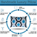 Luxury Blue Orbit Silk Velvet Pillow 16x24 Handmade Luxury Lumbar Cushion