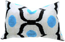 Luxury Blue Orbit Silk Velvet Pillow 16x24 Handmade Luxury Lumbar Cushion
