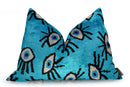 Canvello Luxury Congress Blue Turquoise Olive Evil Eye Pillow for Couch | 16 x 24 in (40 x 60 cm)