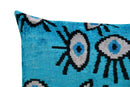 Canvello Luxury Congress Blue Turquoise Olive Evil Eye Pillow for Couch | 16 x 24 in (40 x 60 cm)