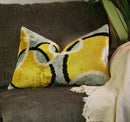 Canvello Luxury Decorative Yellow Gray Pillow With Down Insert- 16x24 in
