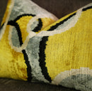 Canvello Luxury Decorative Yellow Gray Pillow With Down Insert- 16x24 in