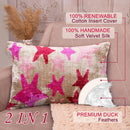 Canvello Luxury Fabric Hot Pink Throw Pillow with Down Insert - 16X24 in