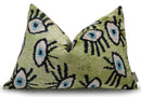 Canvello Luxury Green Smoke Olive Evil Eye Pillow for Couch| 16 x 24 in (40 x 60 cm)