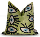 Canvello Luxury Green Smoke Olive Evil Eye Pillow for Couch - 16x16 inch