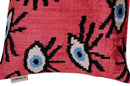 Canvello Luxury Pinkish Red Evil Eye Pillow for Couch - 16x16 inch