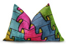 Canvello Multi Color Rainbow Handmade 16x24 Silk Velvet Pillow, Organic Veg Dyed, Down/Feather Filled