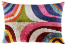 Multicolor Rainbow Silk Velvet Pillow 16x24 Handmade Luxury Cushion