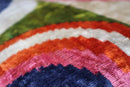 Multicolor Rainbow Silk Velvet Pillow 16x24 Handmade Luxury Cushion