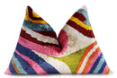 Multicolor Rainbow Silk Velvet Pillow 16x24 Handmade Luxury Cushion