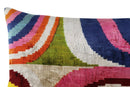 Multicolor Rainbow Silk Velvet Pillow 16x24 Handmade Luxury Cushion