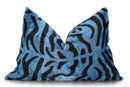 Canvello Naqvy Blue Luxury Tiger Print Throw Pillows | 16 x 24 in (40 x 60 cm)