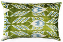 Canvello Organic Handmade Silk Velvet Pillow: 16x24 Inches with Premium Down Feather Insert - Luxury Green Geometric Floral Pattern
