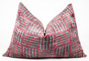 Canvello Organic Handmade Silk Velvet Pillow: 16x24 Inches with Premium Down Feather Insert - Luxury Red Gray Geometric Pattern