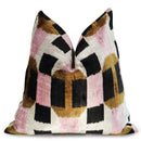 Canvello Pink Brown Handmade 16x16 Silk Velvet Pillow, Organic Veg Dyed, Down/Feather Filled