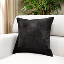 Canvello Safari Checkered Black Cowhide 17" Decorative Throw Pillow