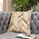 Canvello Safari Chevron L. Brown Cowhide 17" Decorative Throw Pillow