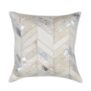 Canvello Safari Chevron Silver Cowhide 17" Decorative Throw Pillow