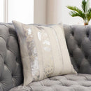 Canvello Safari Striped Silver Cowhide 17" Decorative Throw Pillow