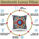 Canvello Silk Velvet Gold Blue Red Pillows - 16x16 in