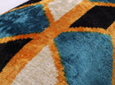 Canvello Soft Velvet Blue Gold Black Pillows For Sofa - 16X24 in