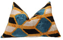 Canvello Soft Velvet Blue Gold Black Pillows For Sofa - 16X24 in
