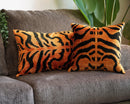 Canvello Tiger Print Burnt Orange Throw Pillow | 16x24 | 16x16 |Set of 2|