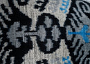 Canvello Unique THROW PILLOW, + Down Feather, Couch Cushion, Luxury Fabric, Decorative Black Blue Silk VELVET Ikat Lumbar Throw Pillow 16X24