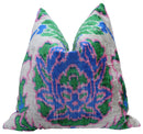 Canvello Velvet Floral Navy Pink Throw Pillow with Down Insert - 18x18 in