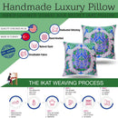 Canvello Velvet Floral Navy Pink Throw Pillow with Down Insert - 18x18 in