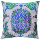 Canvello Velvet Floral Navy Pink Throw Pillow with Down Insert - 18x18 in